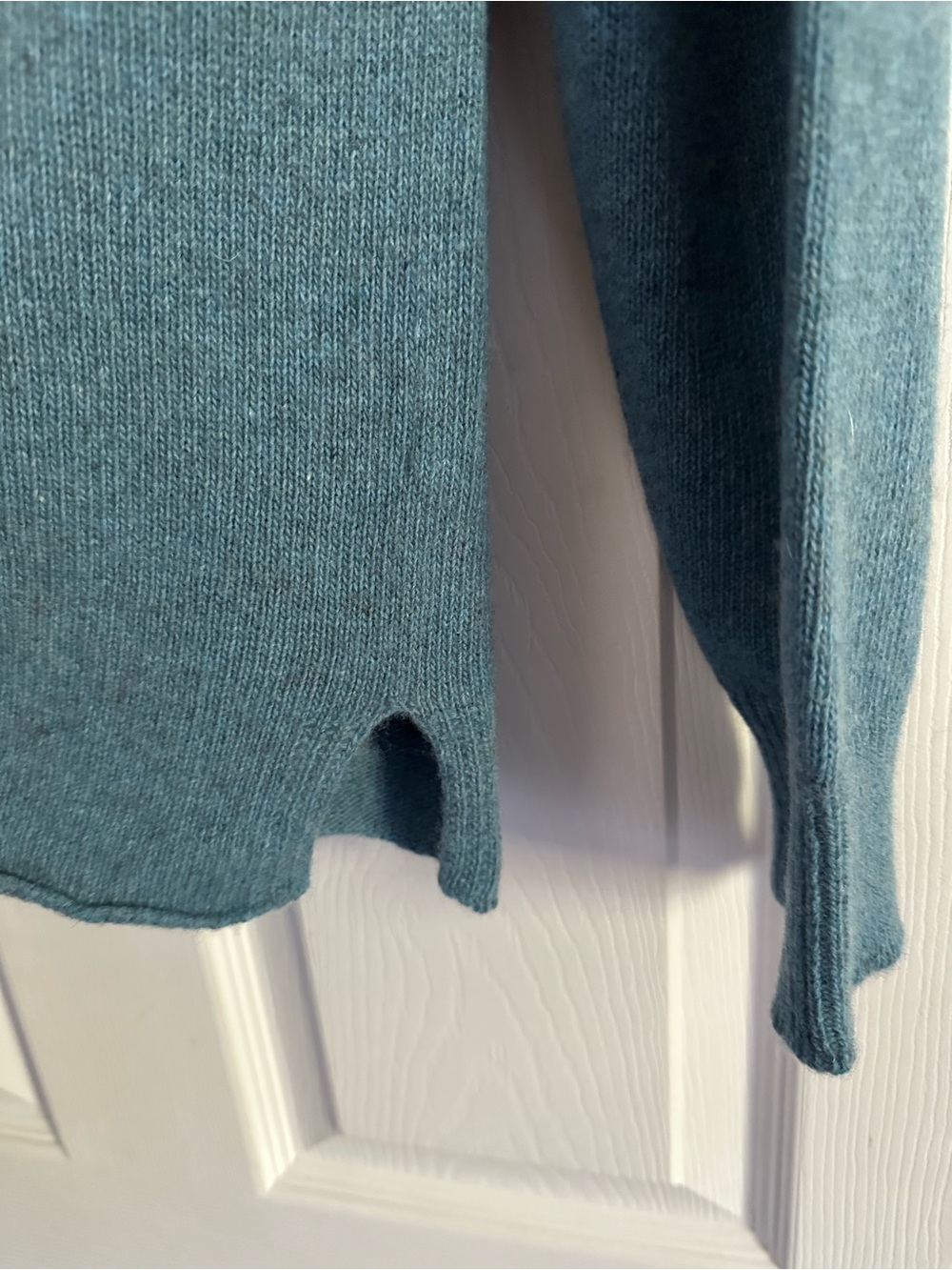 Size L Benedetta.b Women’s Teal Wool Cashmere Knit Cowl Neck Long Sleeve Sweater - Picture 7 of 9